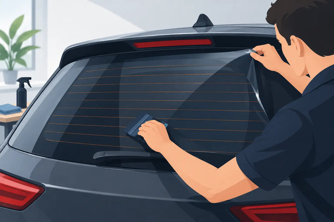 Fitting window tint around the rear window heater without mistakes